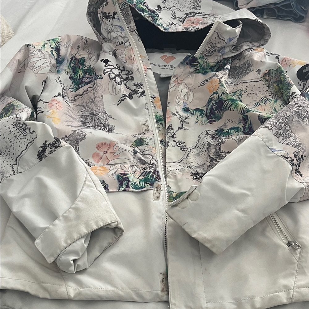 Obermeyer Kids Jacket - White with Multicolor Print